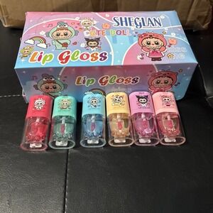Sheglan Cute Doll Mini Lip Gloss Color Lot Of 6 Gift Set